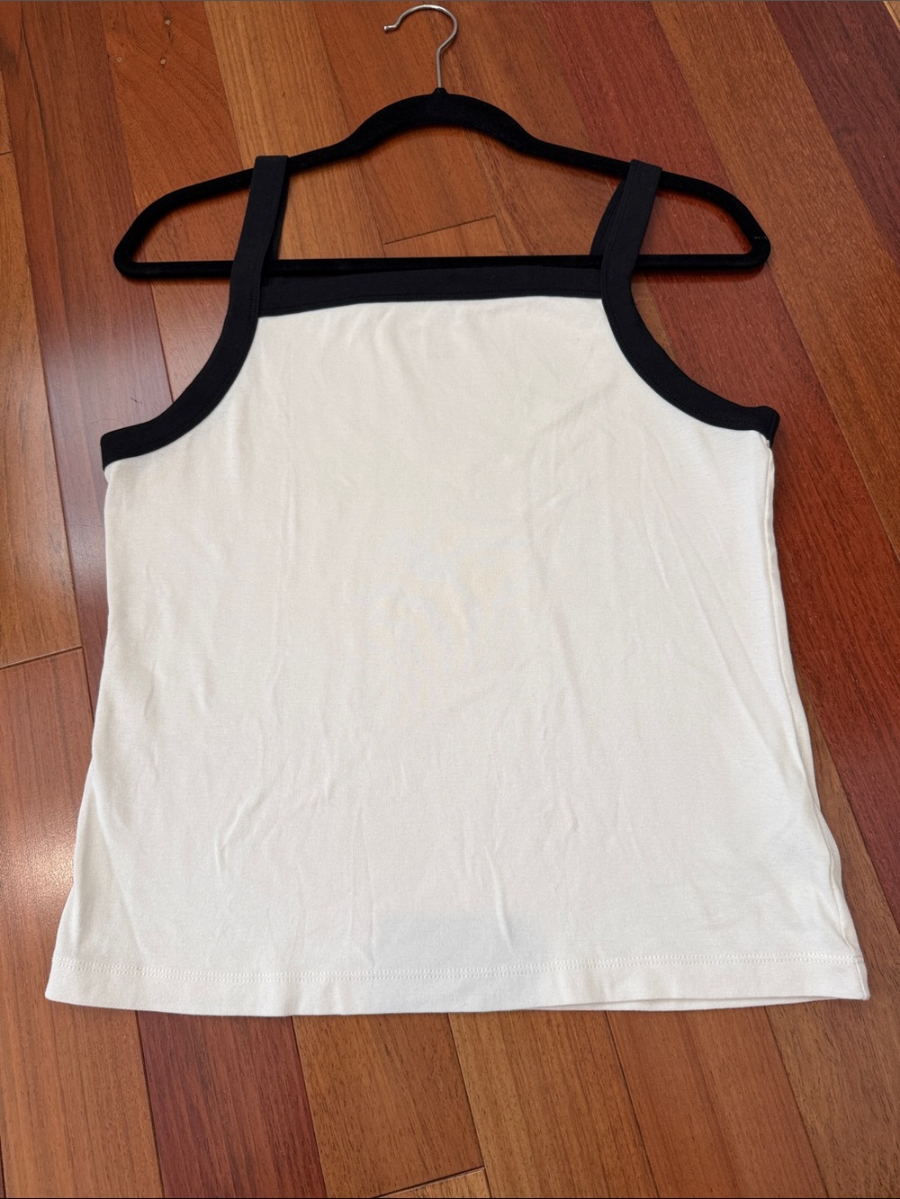 Universal Thread White Tank with Black Trim Straps
